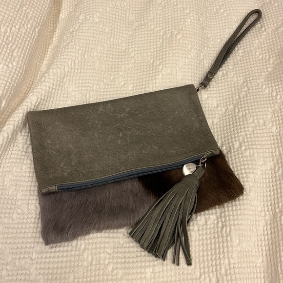 Cowhide Leather Convertible Crossbody Clutch - Picture 2 of 5